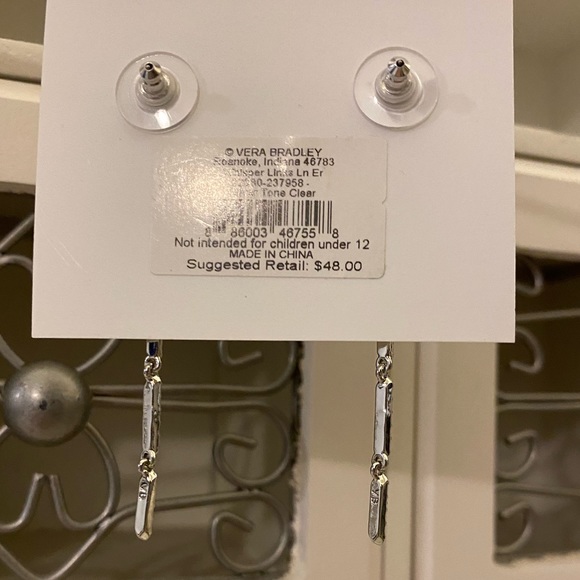 Vera Bradley Silver Whisper Link Linear Perced Earrings - Picture 6 of 6